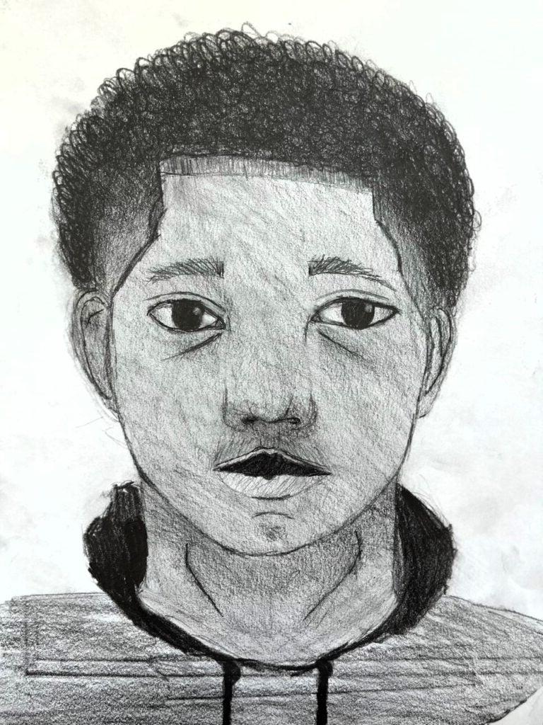 Mohamed A., 7th Grade, "Baller’s Reflection", Drawing